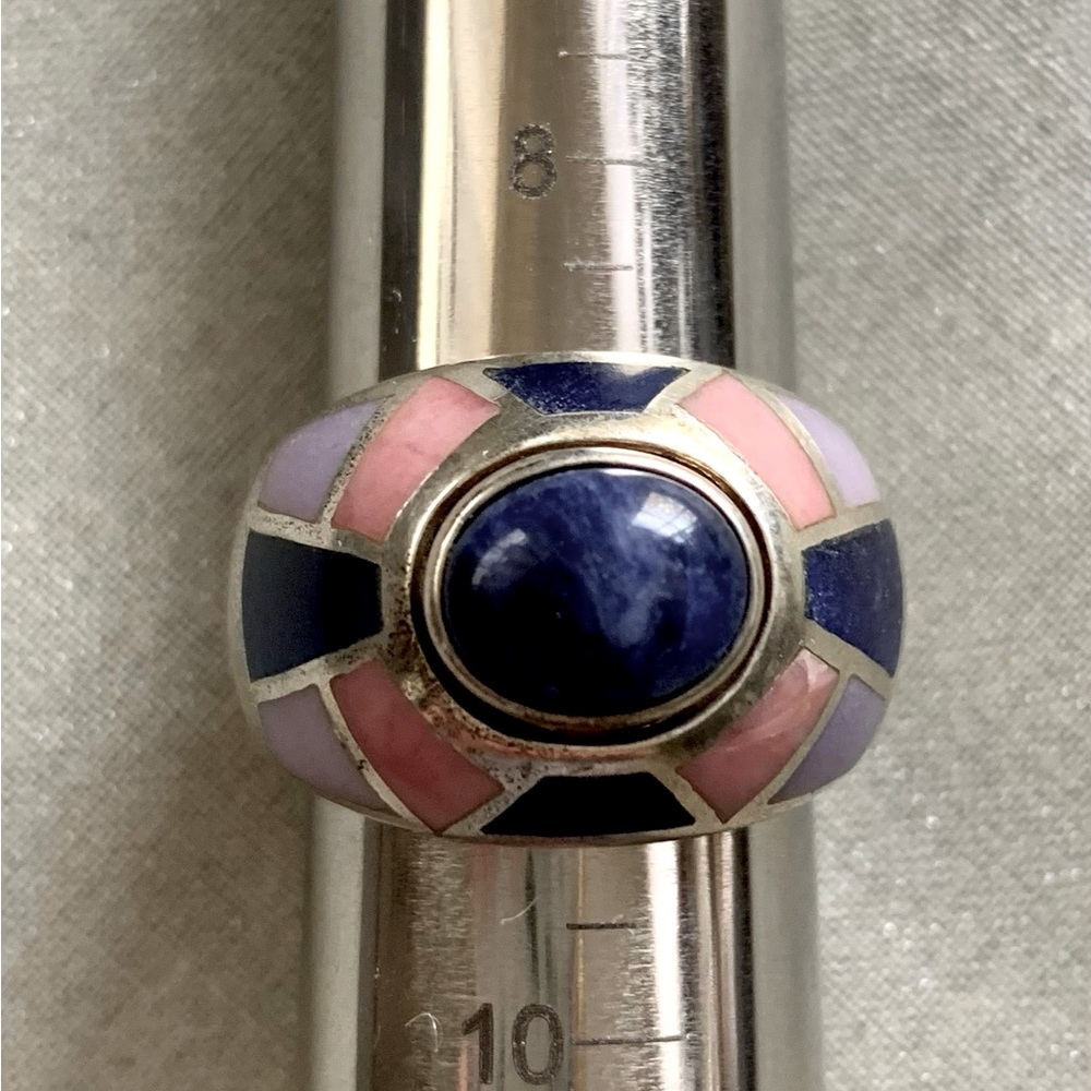 Vintage Whitney Kelly Navy Tea Rose Sterling Silver and Lapis Lazuli Ring Size 9